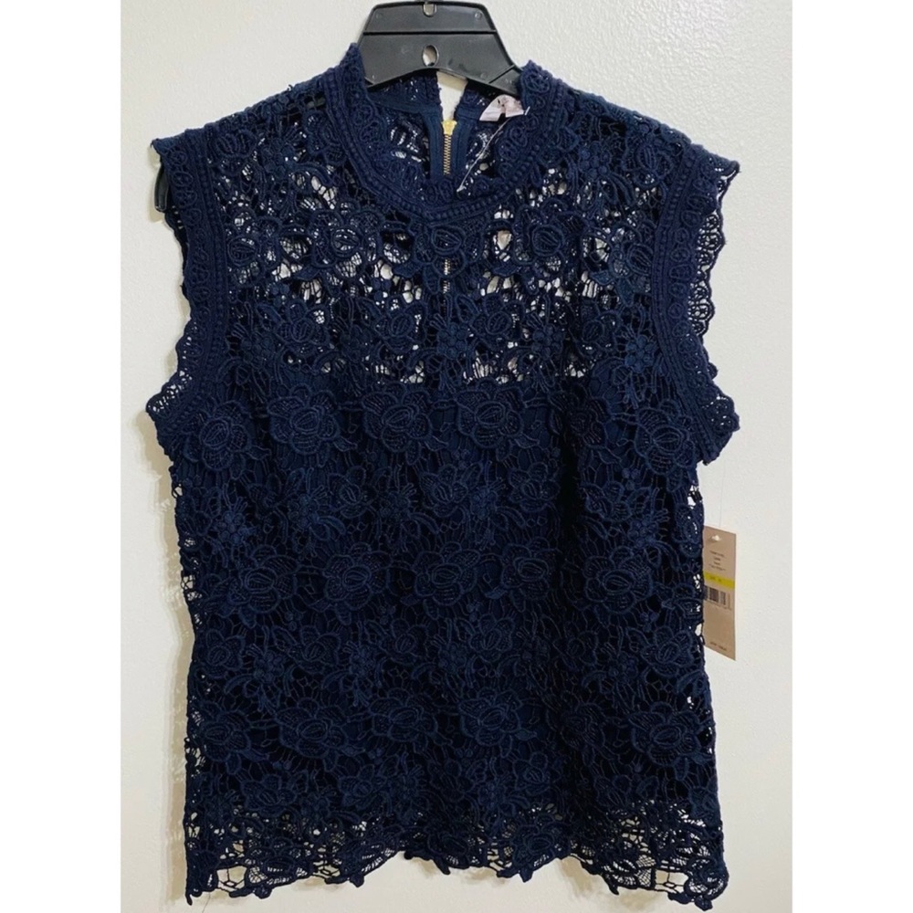 Nanette Lepore Blue Lace Top Size M